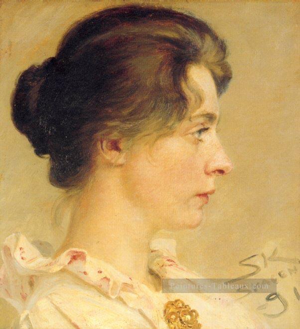 Marie de perfil 1891 Peder Severin Kroyer Peintures à l'huile